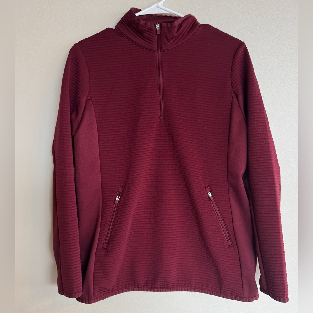 Callaway Golf Weather Series Ottoman Quilted Fleece 1/4 Zip Pullover Maroon M